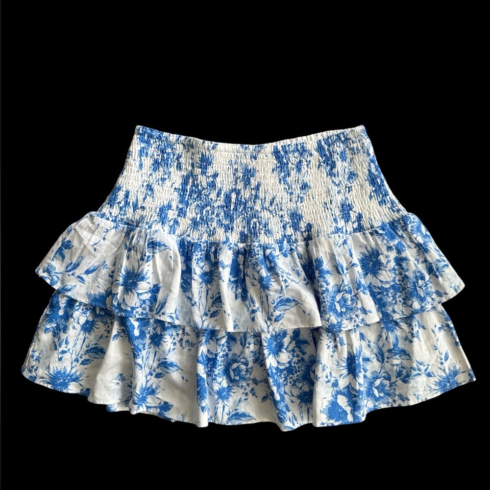 Olivaceous Floral Tiered Ruffle Mini Skirt Women’s size  Large Boho
